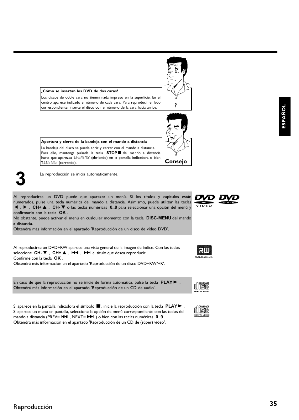 Reproducción | Philips DVDR 75 User Manual | Page 137 / 190