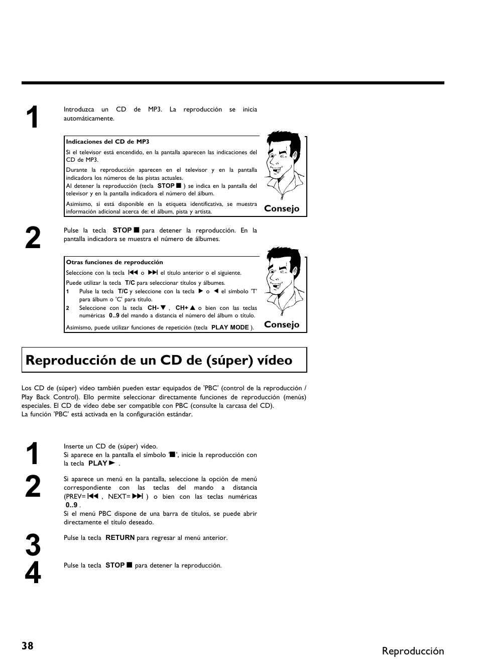 Reproducción de un cd de (súper) vídeo | Philips DVDR 75 User Manual | Page 140 / 190