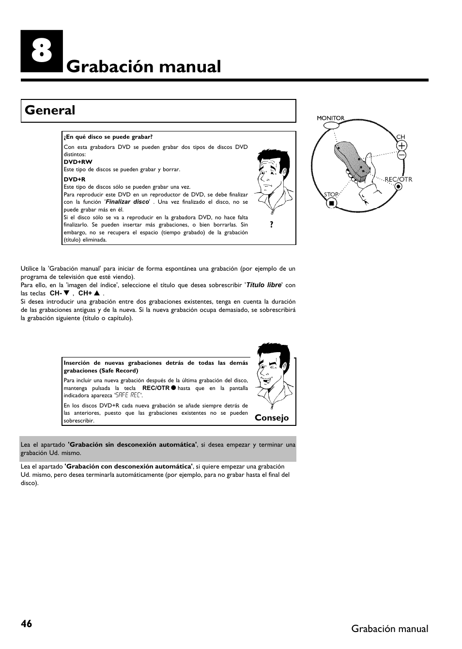 Grabación manual, General | Philips DVDR 75 User Manual | Page 148 / 190