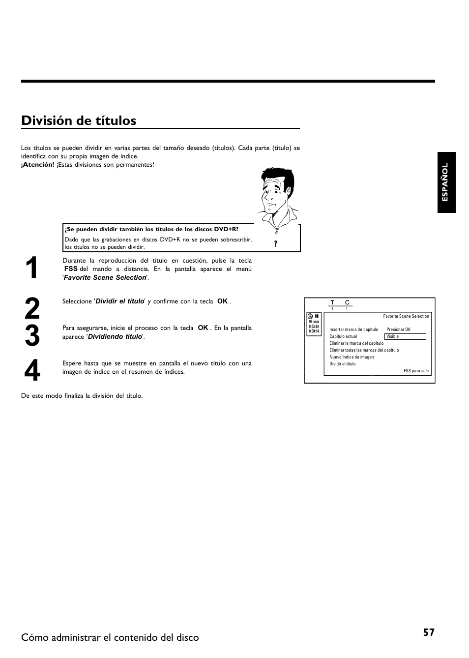 División de títulos | Philips DVDR 75 User Manual | Page 159 / 190