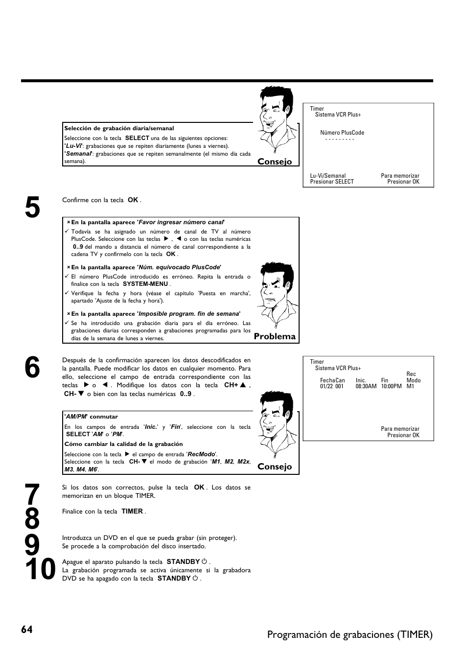 Programación de grabaciones (timer) | Philips DVDR 75 User Manual | Page 166 / 190