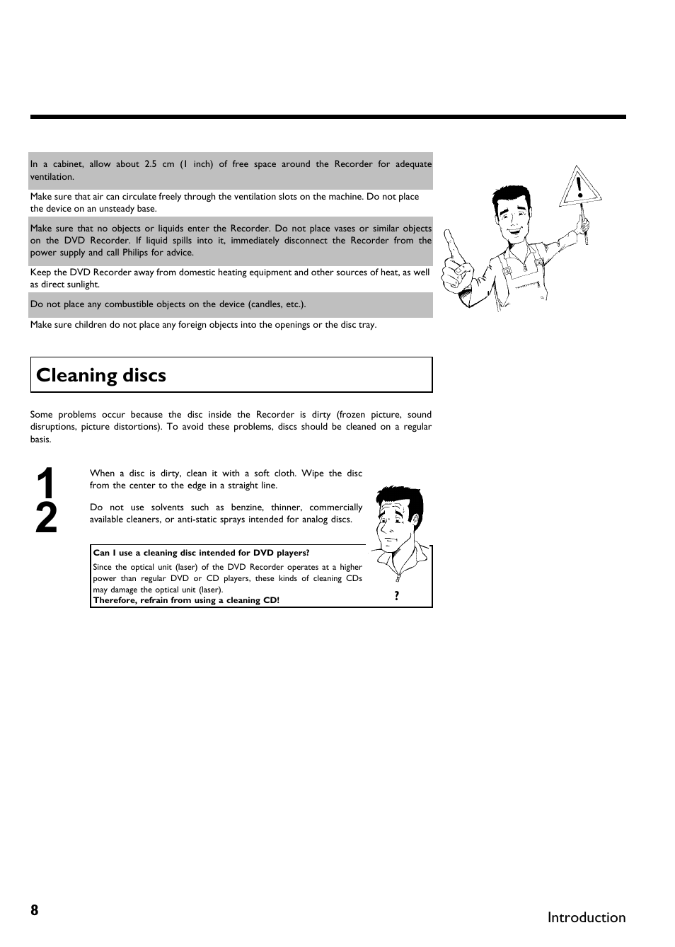 Cleaning discs | Philips DVDR 75 User Manual | Page 20 / 190