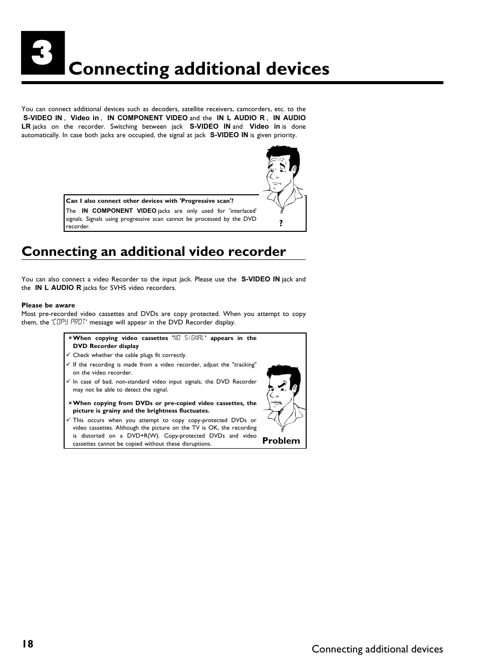 Connecting additional devices, Connecting an additional video recorder | Philips DVDR 75 User Manual | Page 30 / 190