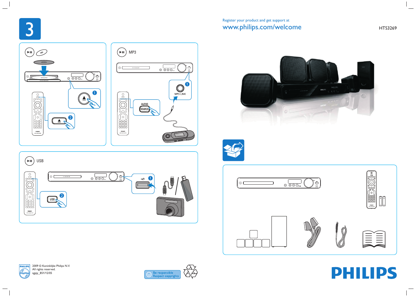 Philips HTS3269 User Manual | 2 pages