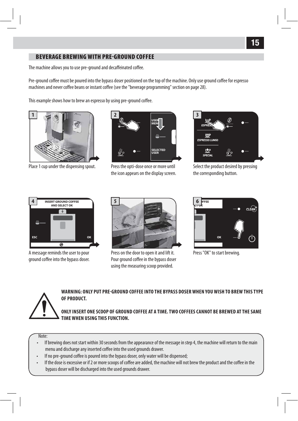 Beverage brewing with preground coffee | Philips HD8946 User Manual | Page 19 / 60