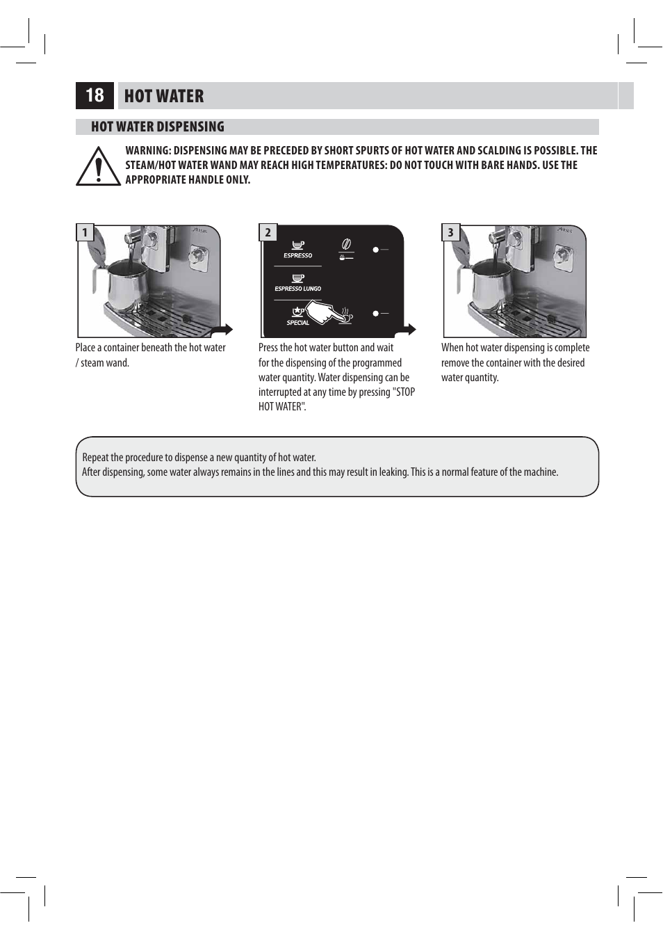 Hot water | Philips HD8946 User Manual | Page 22 / 60