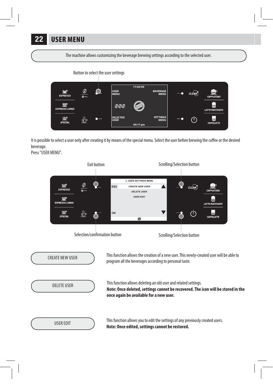 User menu | Philips HD8946 User Manual | Page 26 / 60