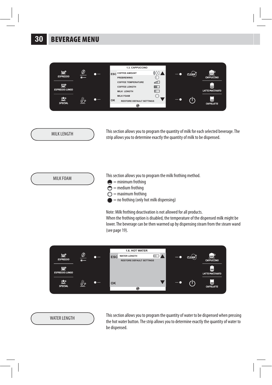 Beverage menu | Philips HD8946 User Manual | Page 34 / 60