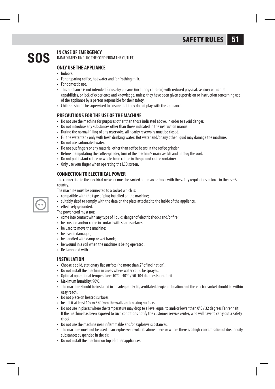 Safety rules | Philips HD8946 User Manual | Page 55 / 60