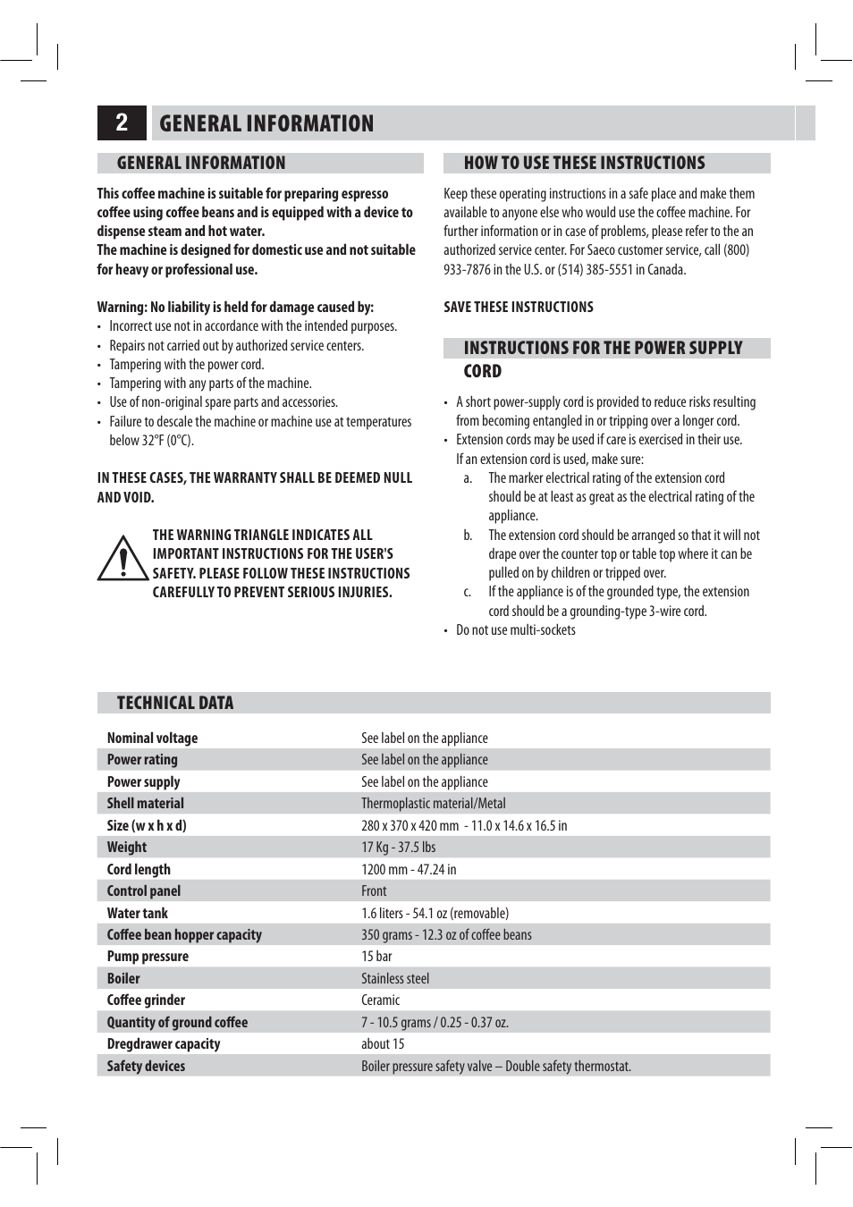 2general information | Philips HD8946 User Manual | Page 6 / 60