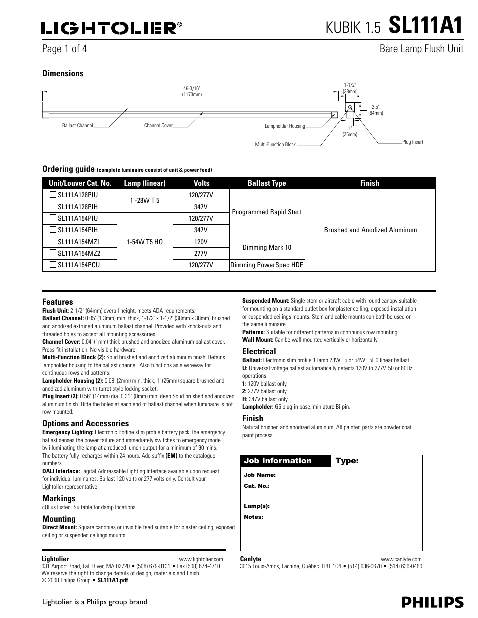 Philips Kubik SL111A1 User Manual | 4 pages