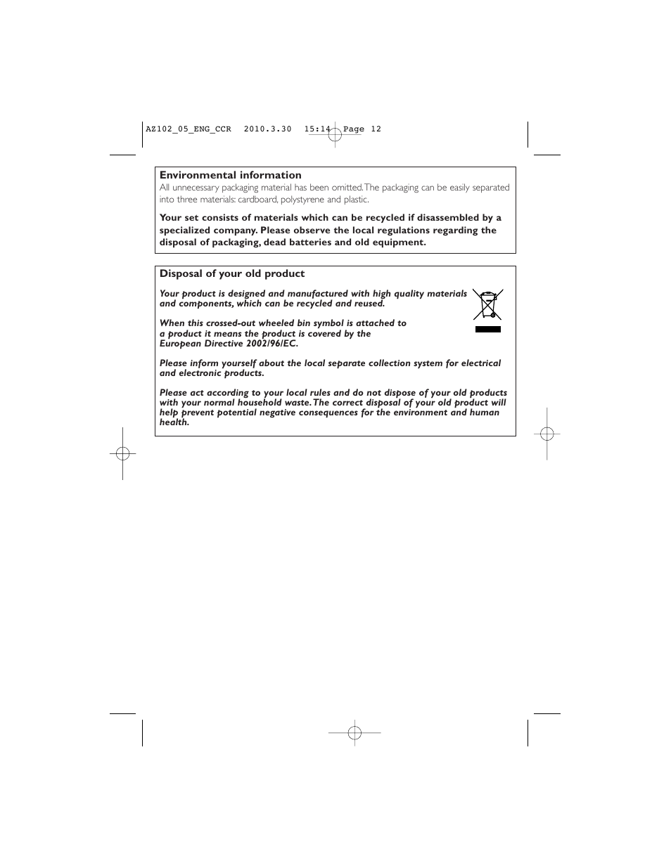 Philips CD SOUNDMACHINE AZ102N User Manual | Page 12 / 13