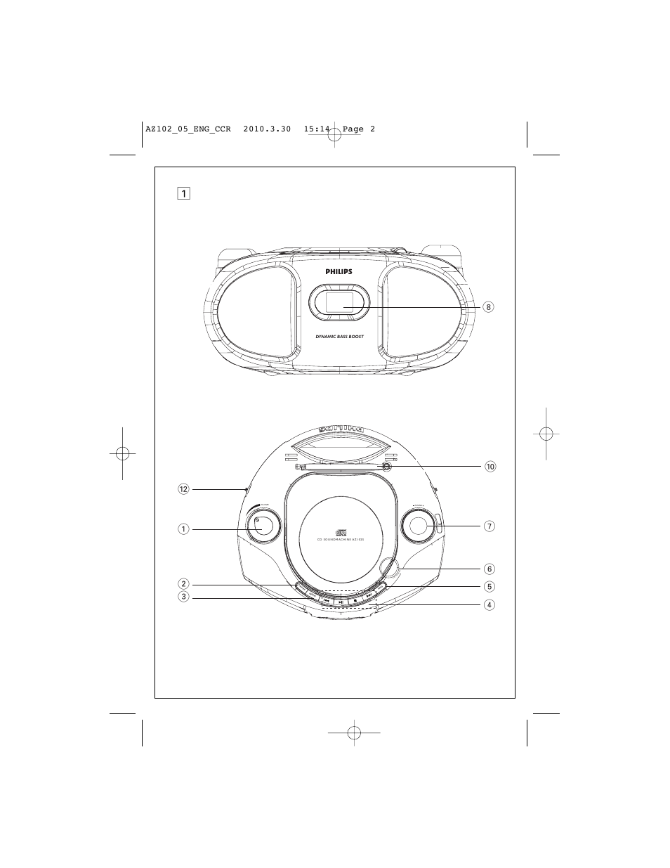 Philips CD SOUNDMACHINE AZ102N User Manual | Page 2 / 13
