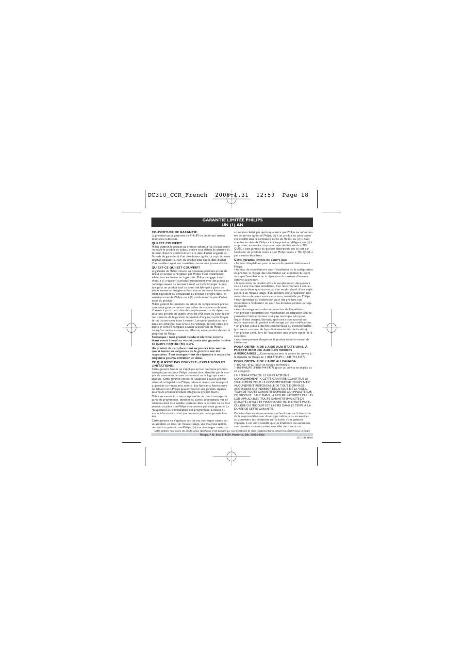 Philips DC 310/37 User Manual | Page 18 / 20