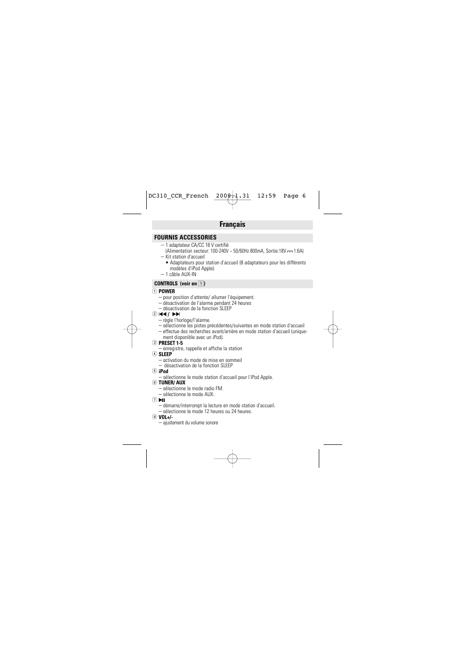 Français | Philips DC 310/37 User Manual | Page 6 / 20