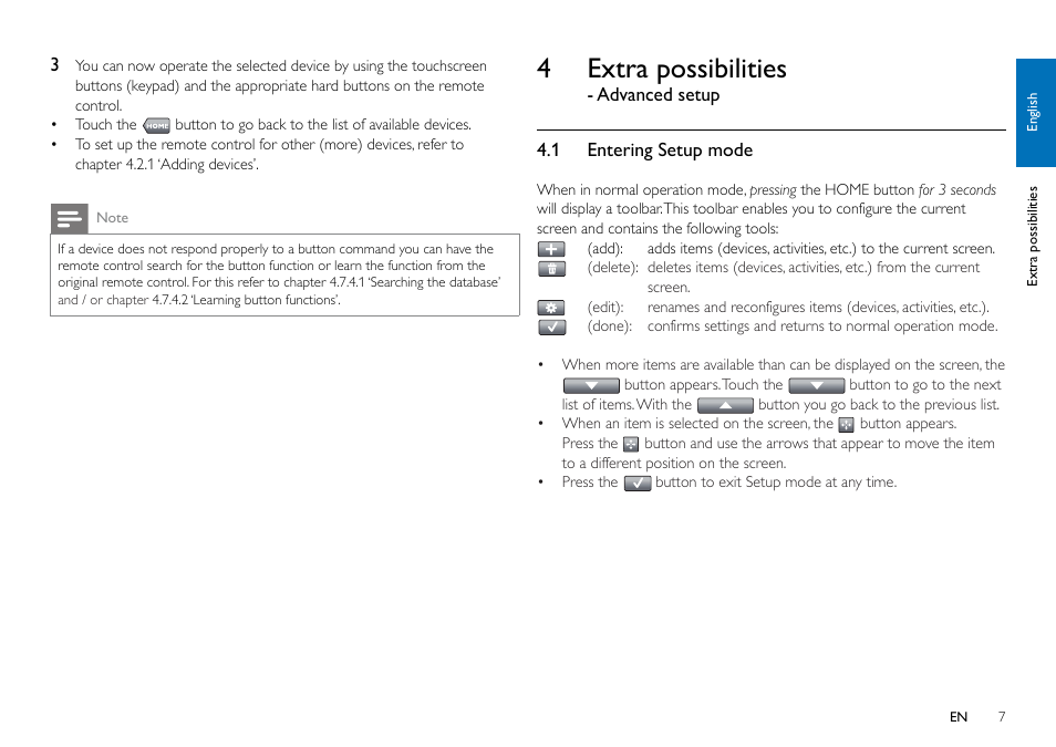 4 extra possibilities - advanced setup, 1 entering setup mode, Er to chapter 4.1 ‘entering setup mode | 4 extra possibilities | Philips SRT9320/27 User Manual | Page 7 / 26