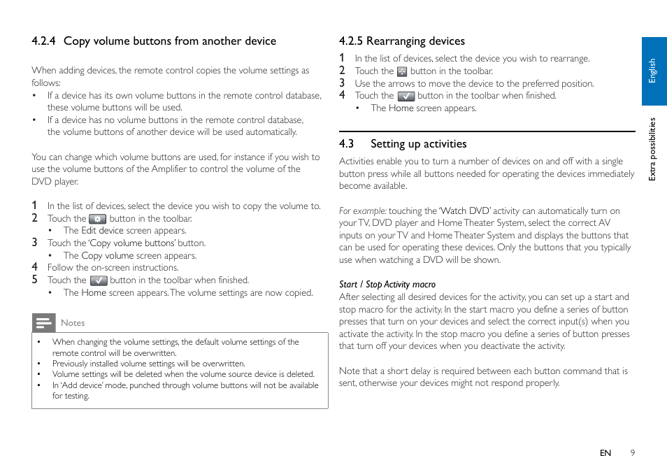 3 setting up activities | Philips SRT9320/27 User Manual | Page 9 / 26