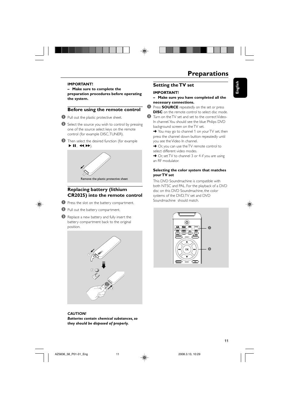 Preparations | Philips AZ5836 User Manual | Page 11 / 32