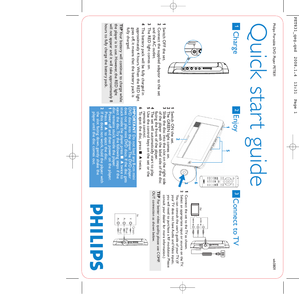 Philips PET831 User Manual | 1 page