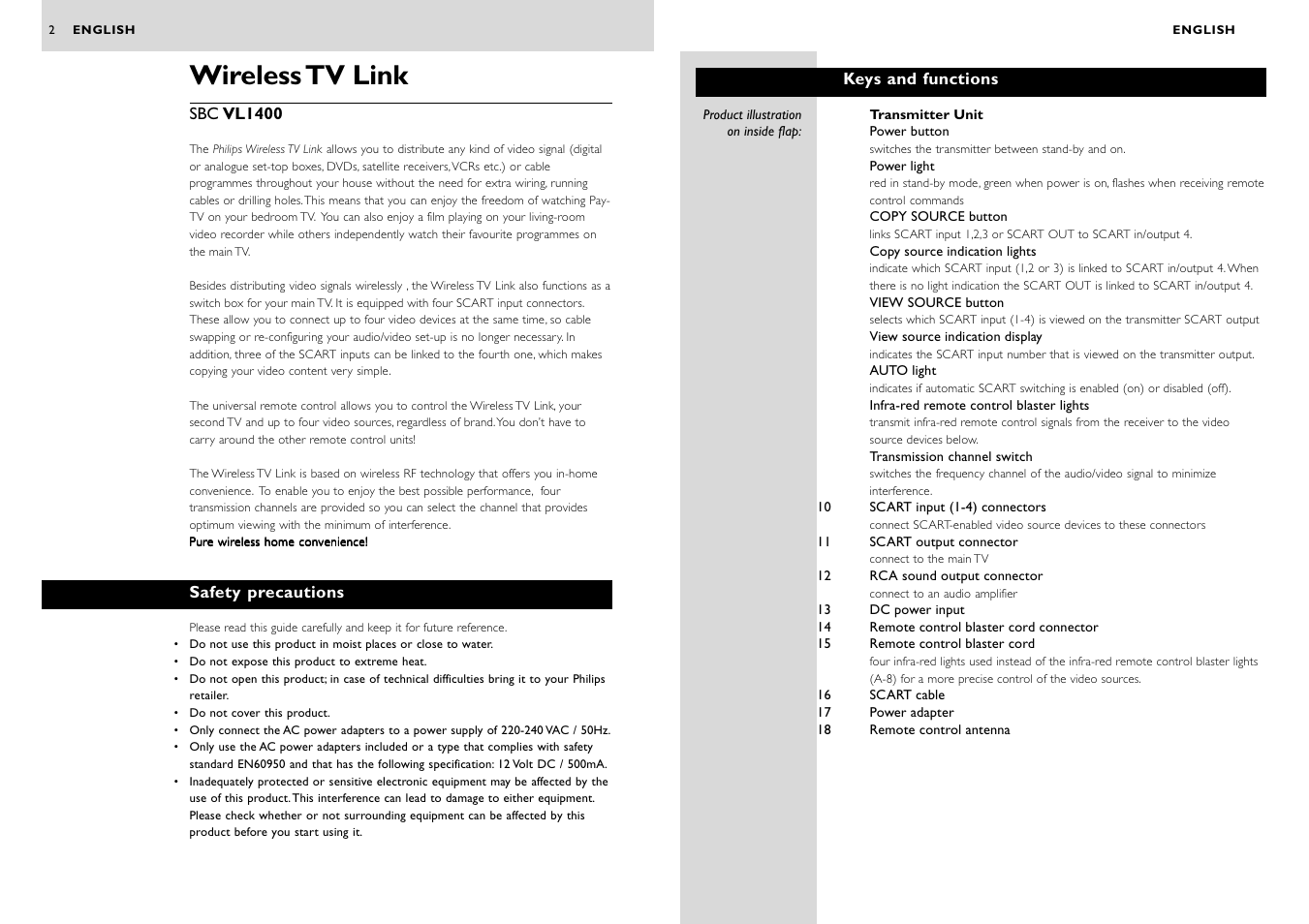 Philips WIRELESSTV LINK SBC VL1400 User Manual | 42 pages