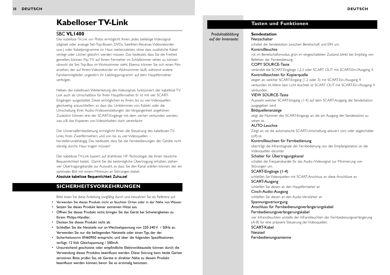 Kabelloser tv-link | Philips WIRELESSTV LINK SBC VL1400 User Manual | Page 19 / 42