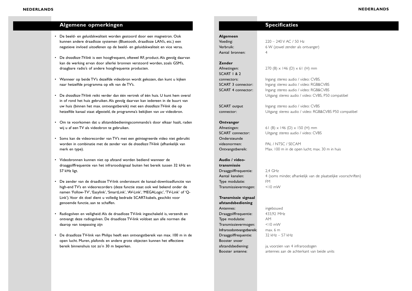 Philips WIRELESSTV LINK SBC VL1400 User Manual | Page 30 / 42