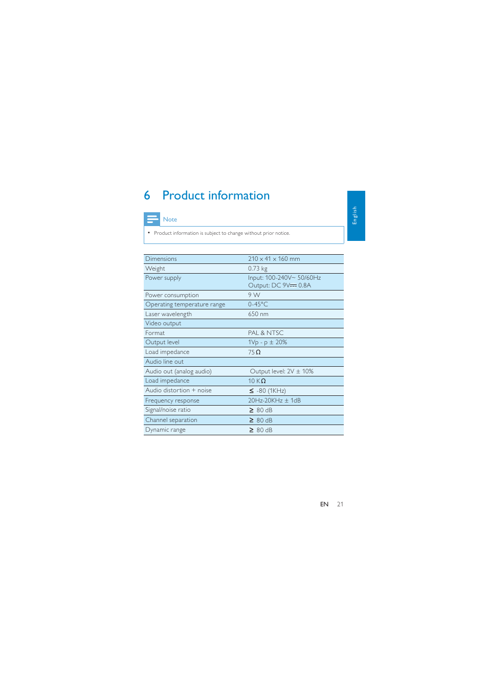 6 product information | Philips PD7040/05 User Manual | Page 20 / 23