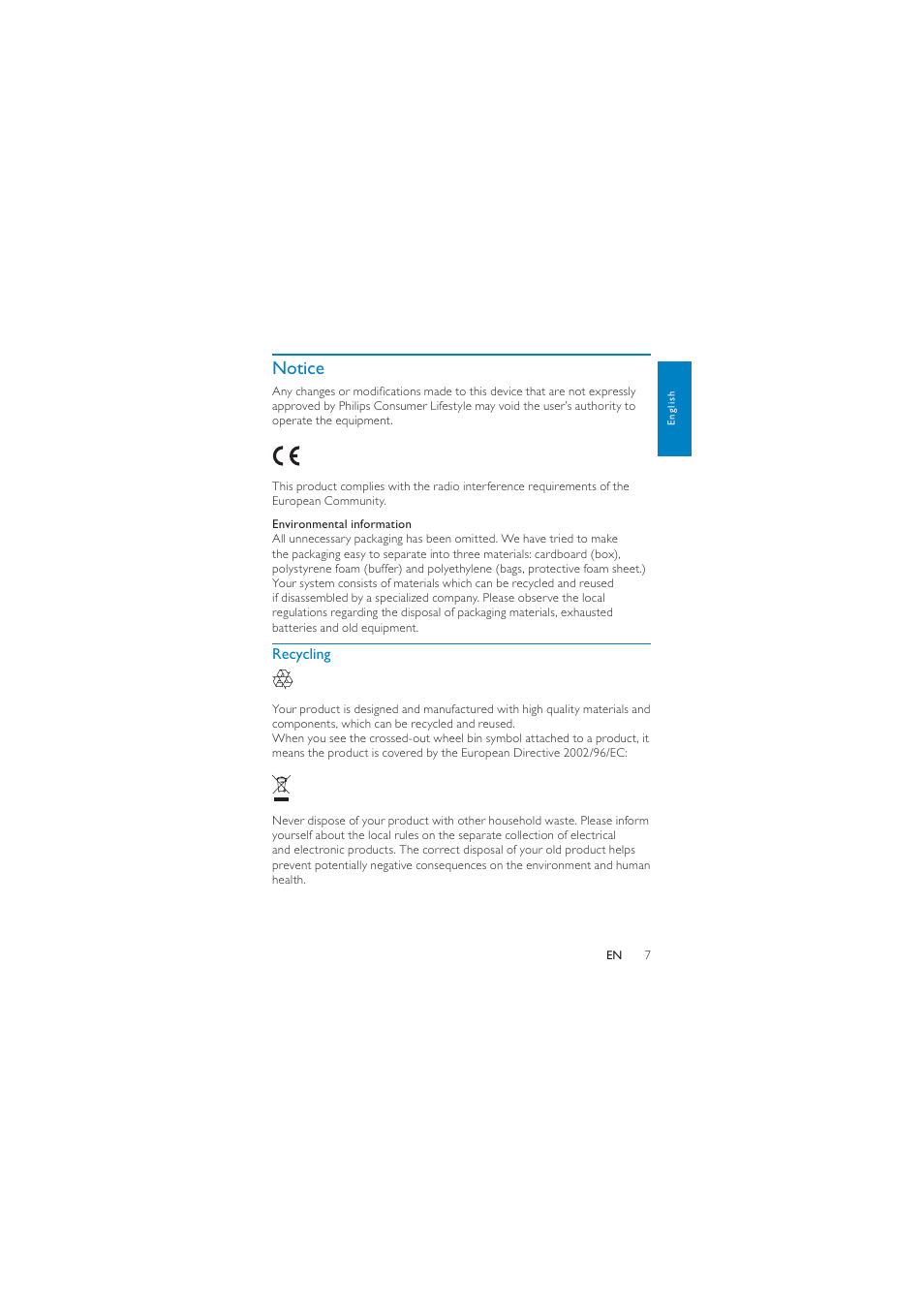 Notice | Philips PD7040/05 User Manual | Page 6 / 23