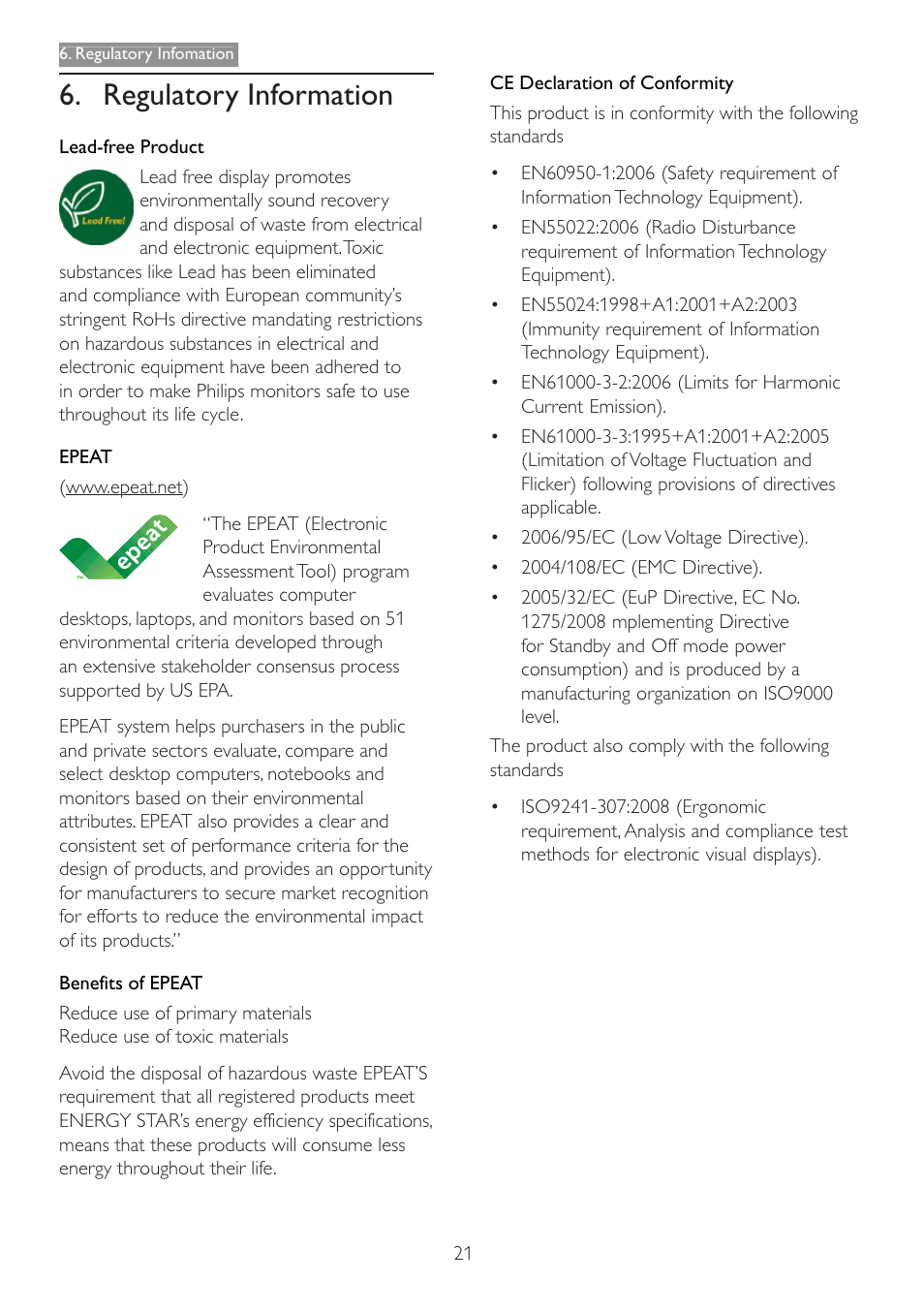 Regulatory information | Philips 166V3L User Manual | Page 23 / 37