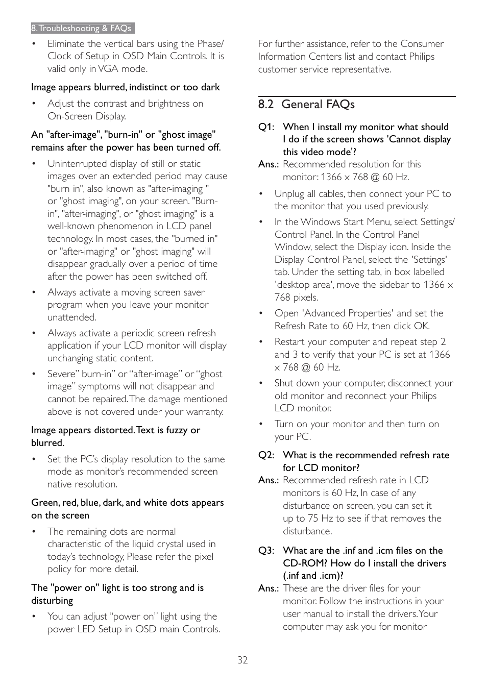 2 general faqs | Philips 166V3L User Manual | Page 34 / 37