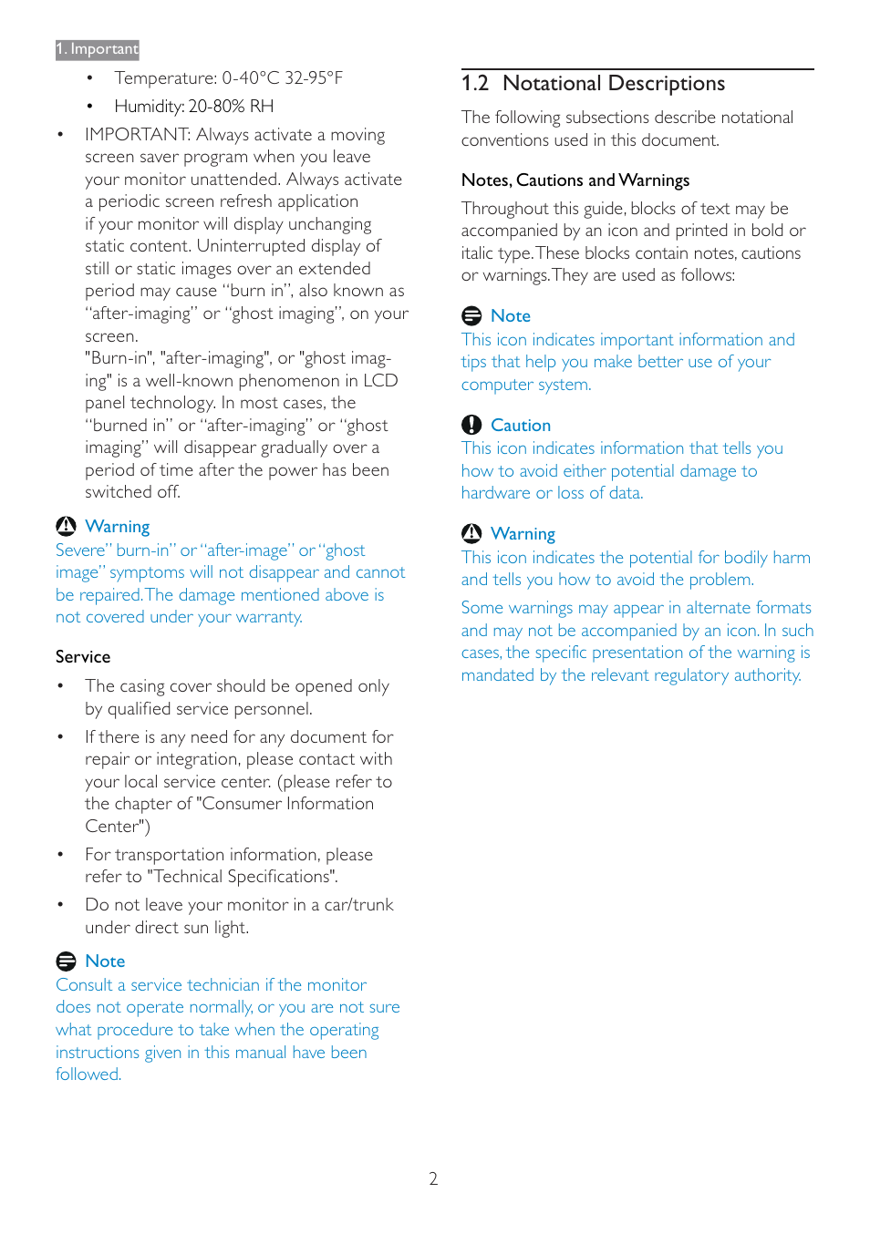 2 notational descriptions | Philips 166V3L User Manual | Page 4 / 37