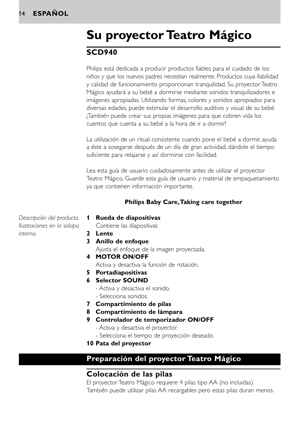 Su proyector teatro mágico | Philips SBC SC940 User Manual | Page 13 / 67