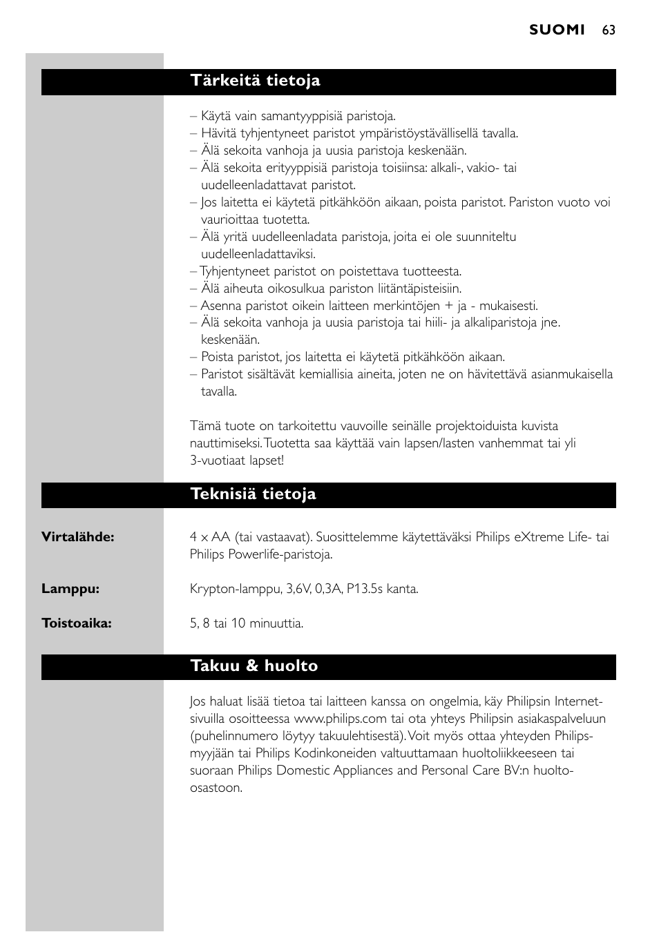 Philips SBC SC940 User Manual | Page 62 / 67