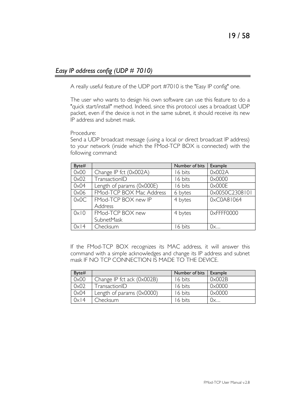 Easy ip address config (udp # 7010) | Philips FMod-TCP BOX User Manual | Page 19 / 58