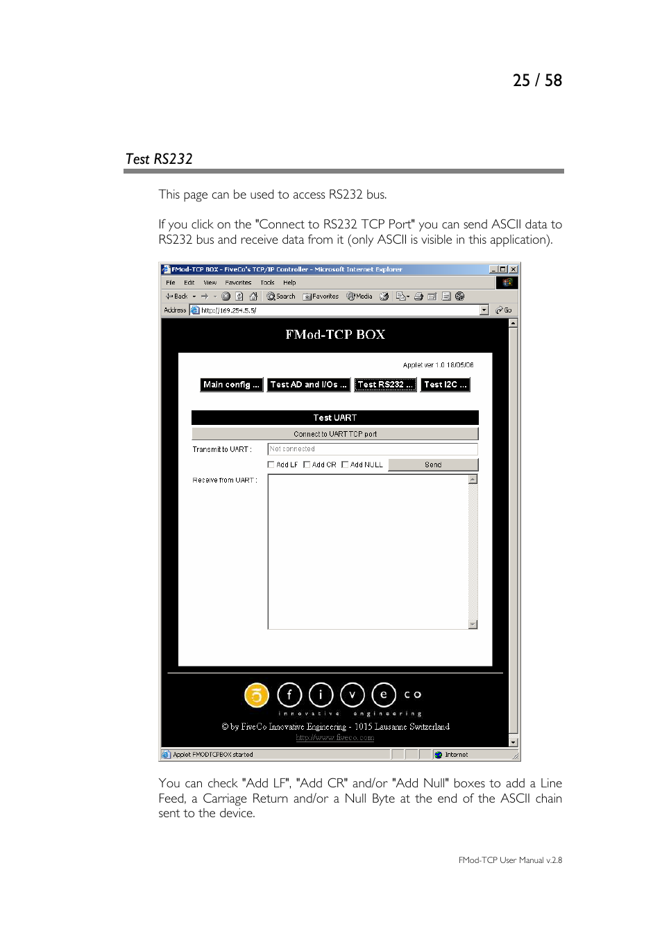 Test rs232 | Philips FMod-TCP BOX User Manual | Page 25 / 58