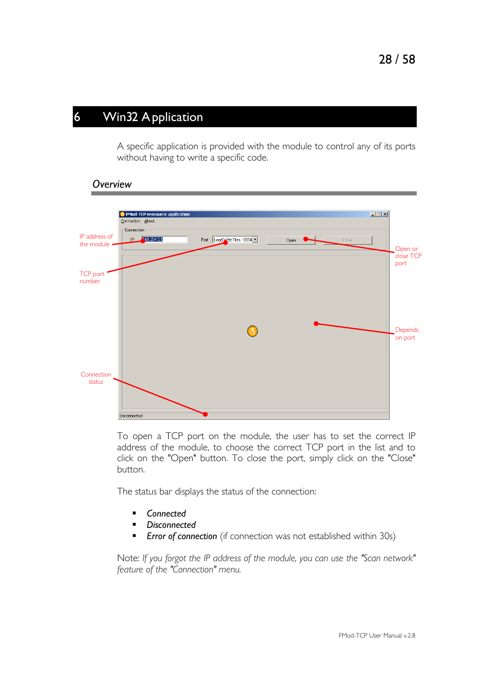 Win32 application, 6 win32 application, Overview | 6win32 a pplication | Philips FMod-TCP BOX User Manual | Page 28 / 58