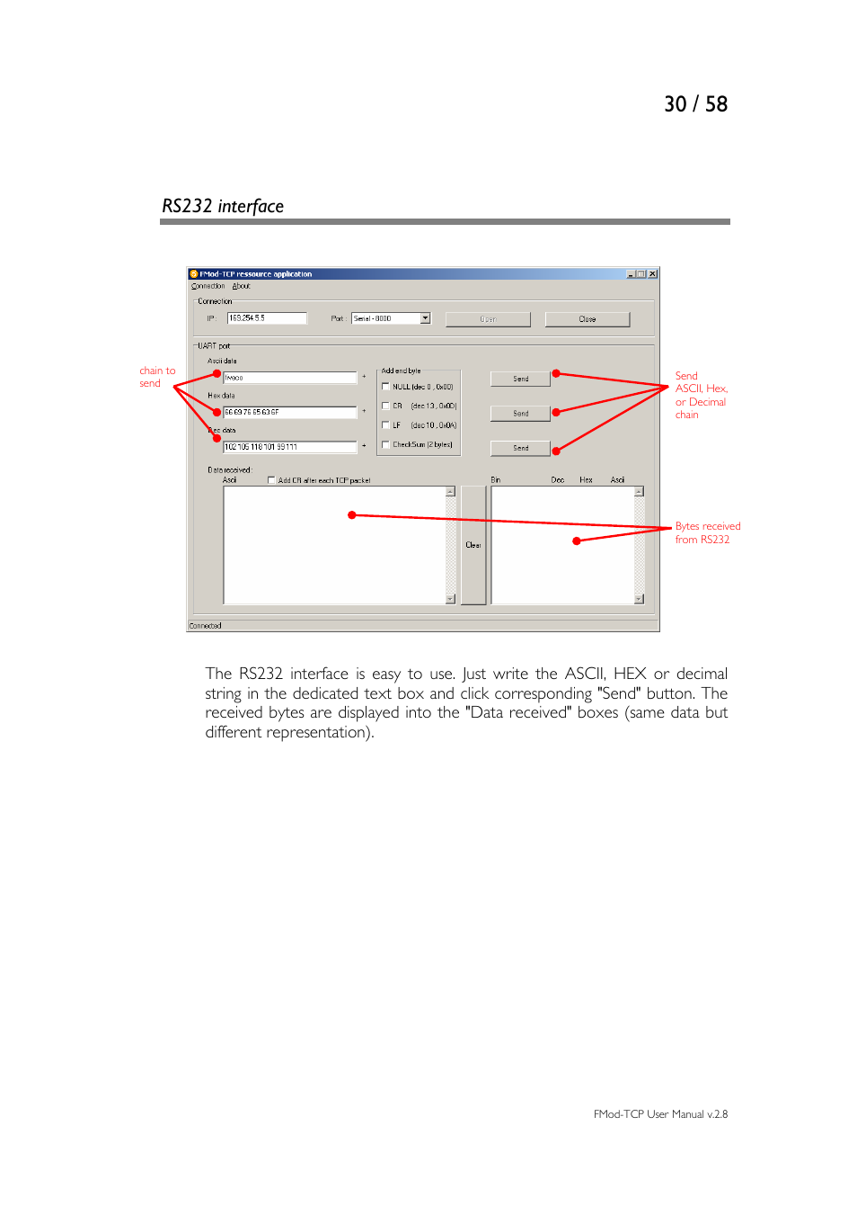 Rs232 interface | Philips FMod-TCP BOX User Manual | Page 30 / 58