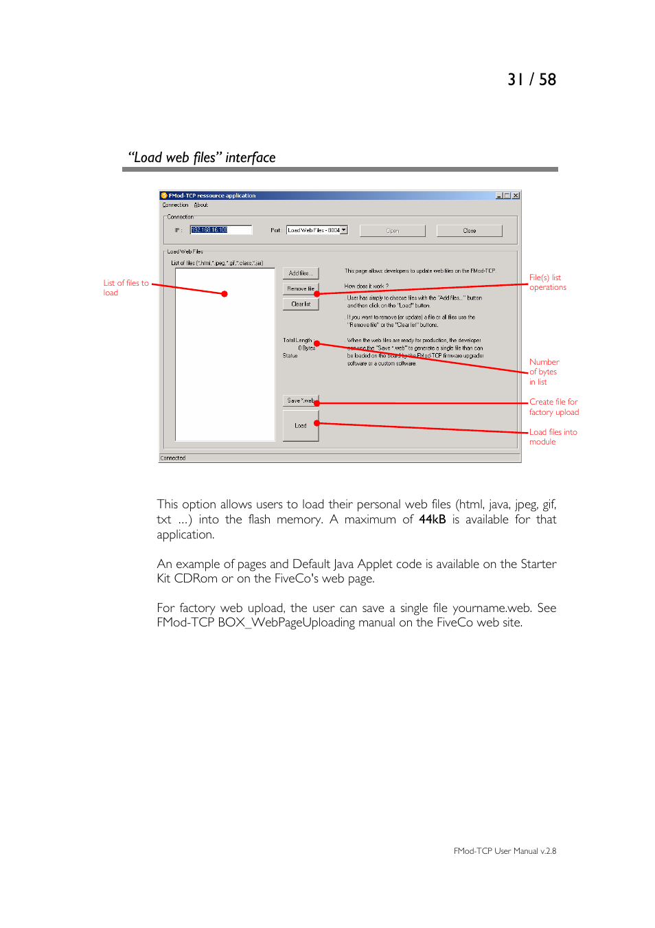 Load web files” interface | Philips FMod-TCP BOX User Manual | Page 31 / 58