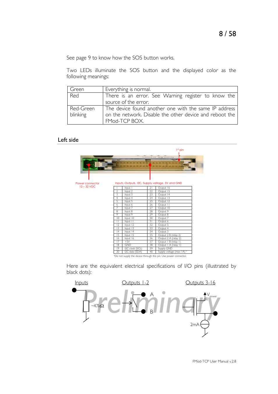 Preliminary, Left side, Ication ted by | 47kω | Philips FMod-TCP BOX User Manual | Page 8 / 58