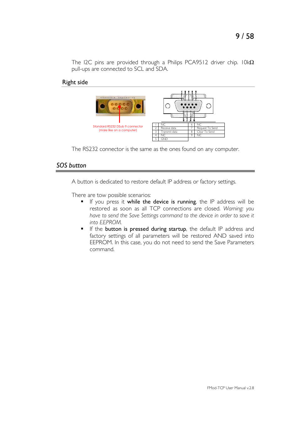 Sos button, Ht side, Ups are connected to a | Scl and sd | Philips FMod-TCP BOX User Manual | Page 9 / 58