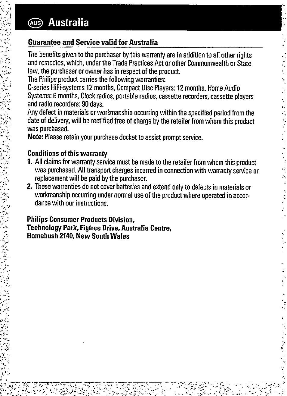 Australia | Philips AQ6421/18 User Manual | Page 4 / 9