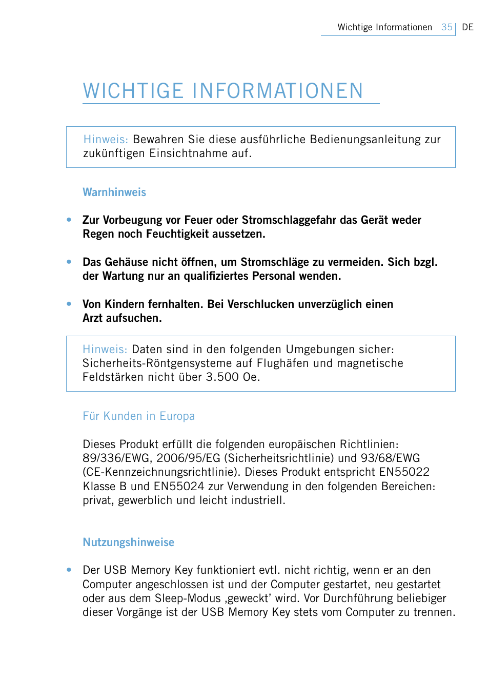 Wichtige informationen | Philips Active Crystals USB Memory Key Naughty Raymond FM02SW00/FM02SW10 User Manual | Page 37 / 104