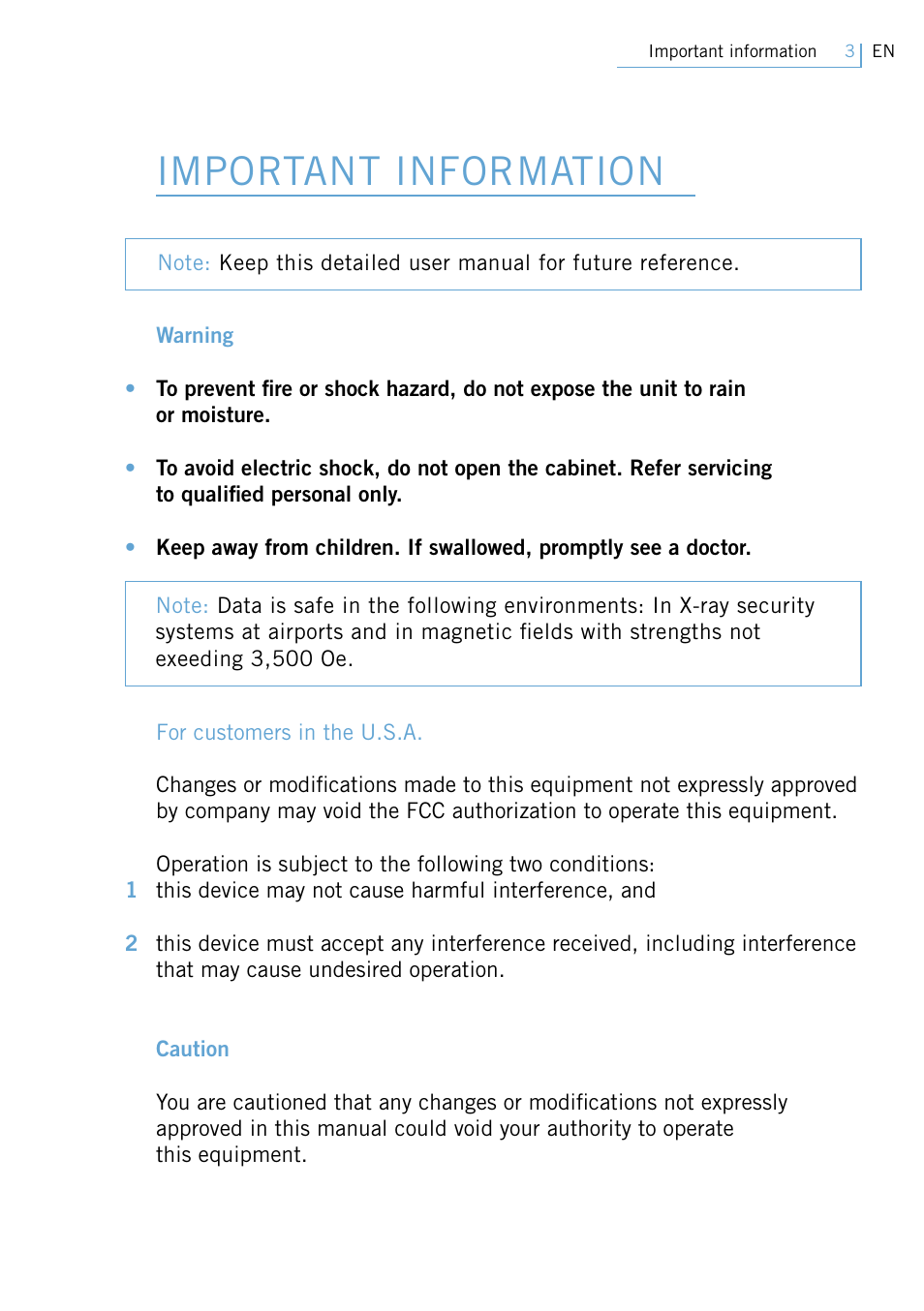 Important information | Philips Active Crystals USB Memory Key Naughty Raymond FM02SW00/FM02SW10 User Manual | Page 5 / 104