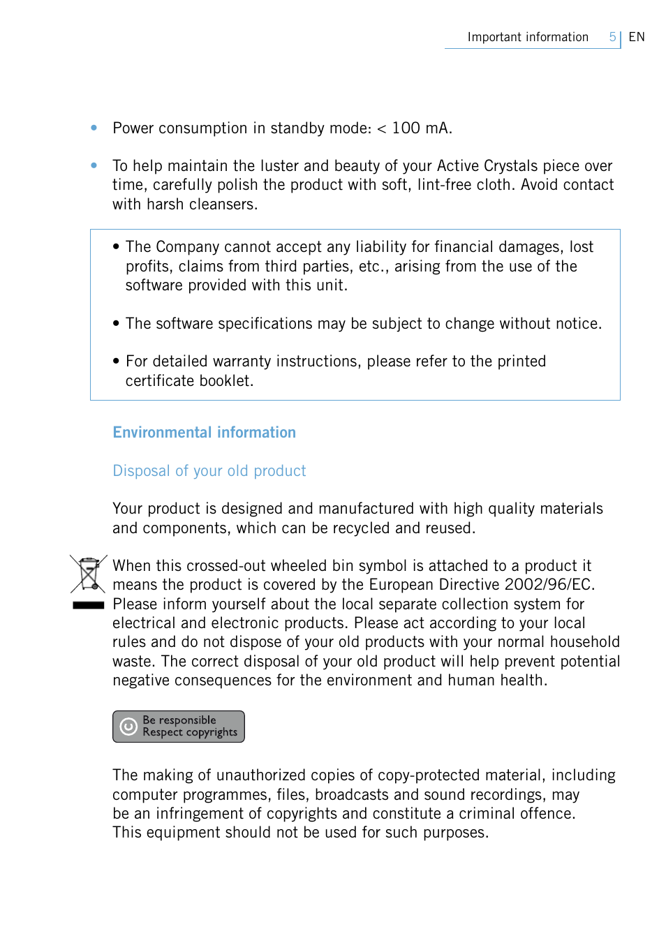 Philips Active Crystals USB Memory Key Naughty Raymond FM02SW00/FM02SW10 User Manual | Page 7 / 104