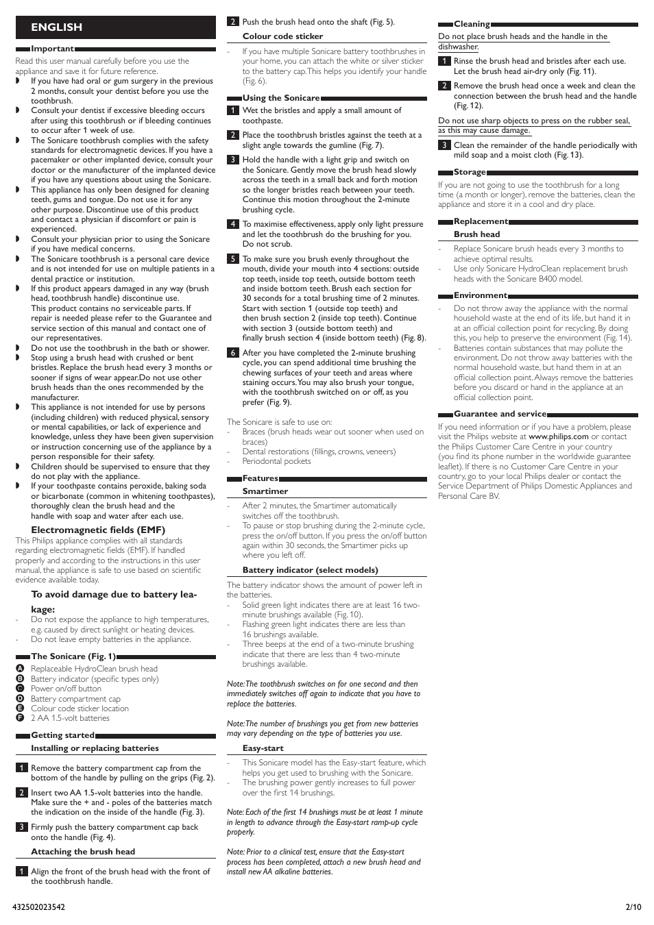 English | Philips Sonicare 4000+ Series User Manual | Page 2 / 10