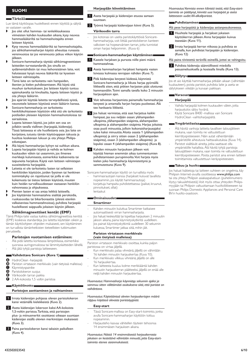 Suomi | Philips Sonicare 4000+ Series User Manual | Page 6 / 10