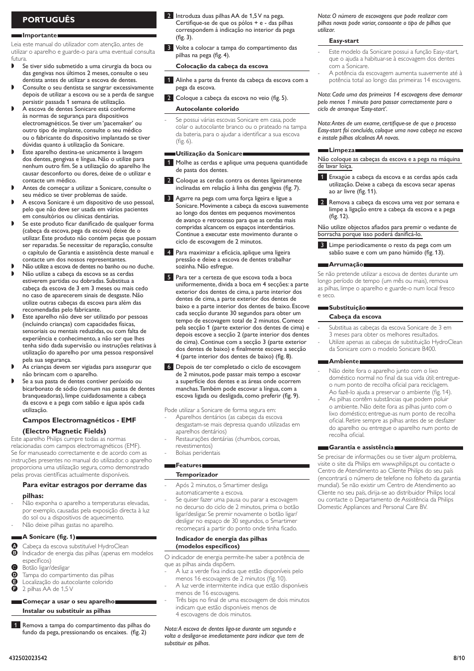 Português | Philips Sonicare 4000+ Series User Manual | Page 8 / 10