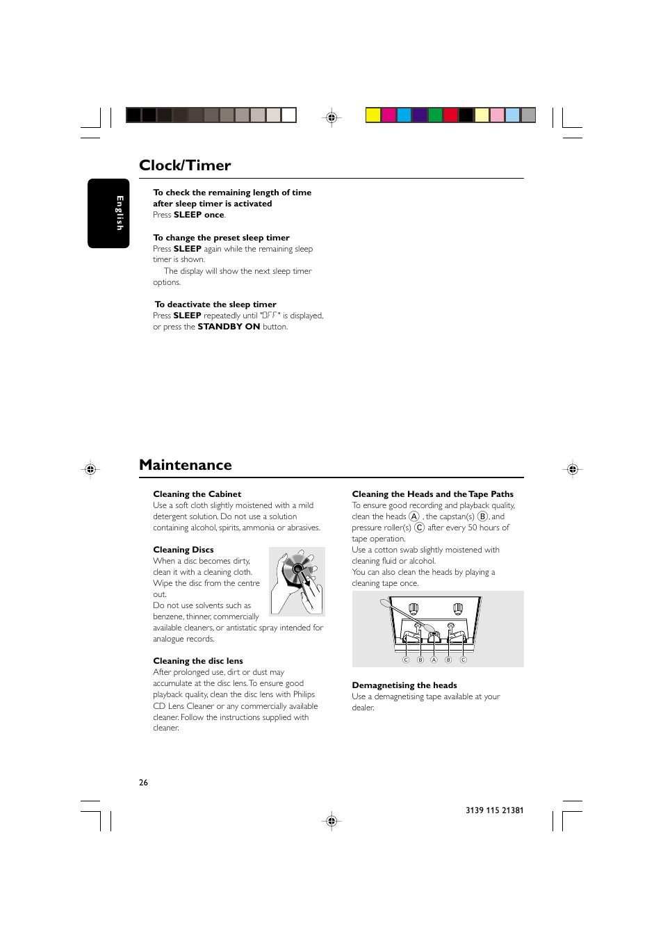Clock/timer maintenance | Philips FW-C355 User Manual | Page 26 / 29