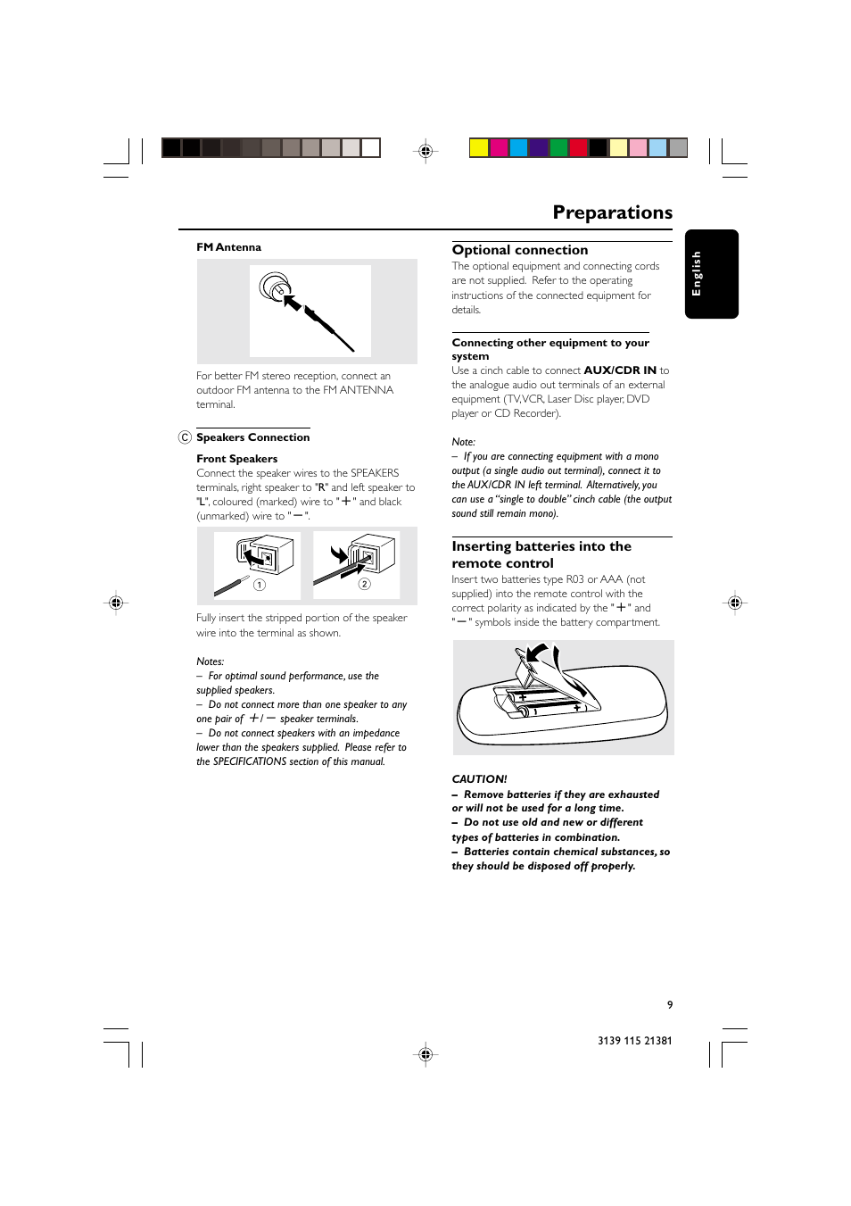 Preparations | Philips FW-C355 User Manual | Page 9 / 29