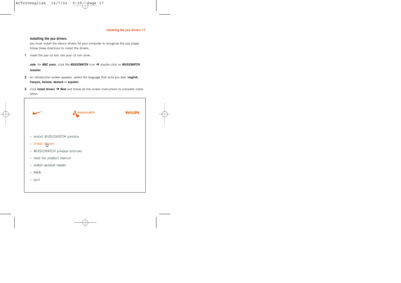 Philips ACT200 User Manual | Page 17 / 33